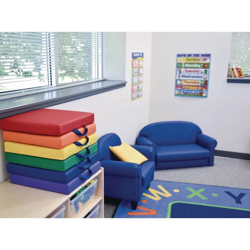 Square Floor Cushions - 6 piece set, Primary