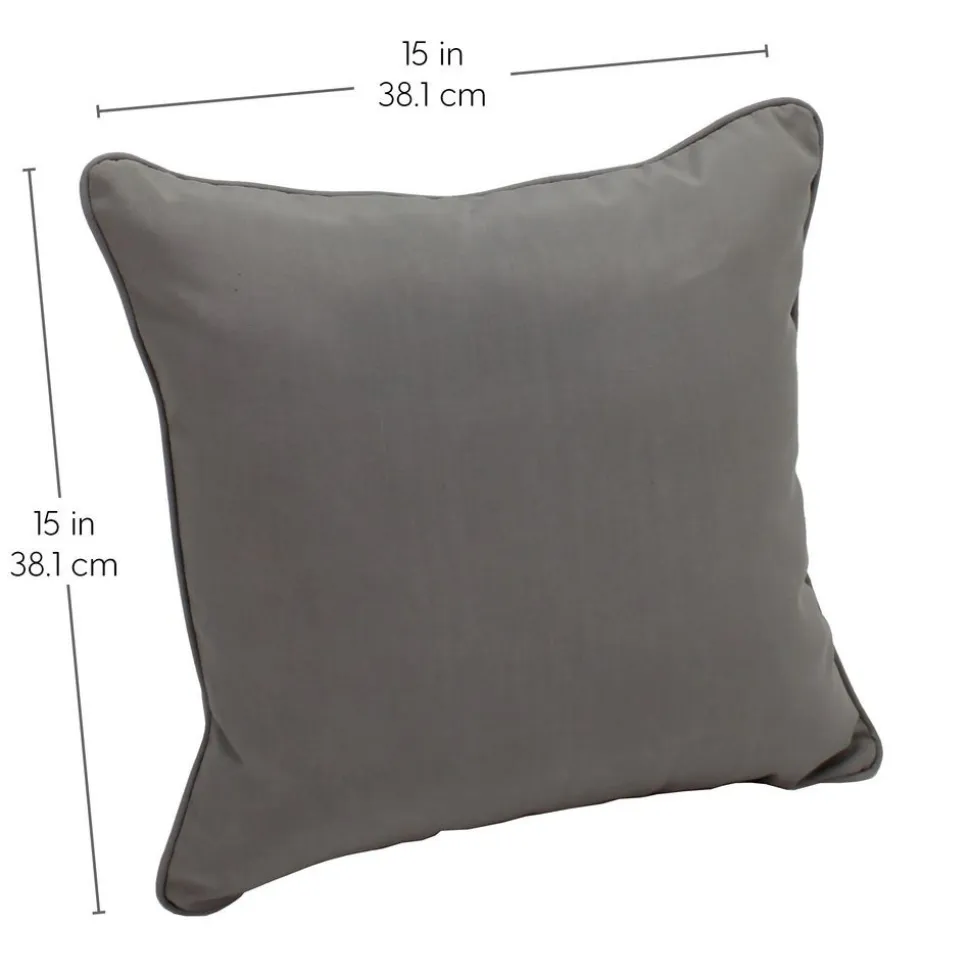 15" Square Indoor/Outdoor Pillow, 2 Pack - Grey
