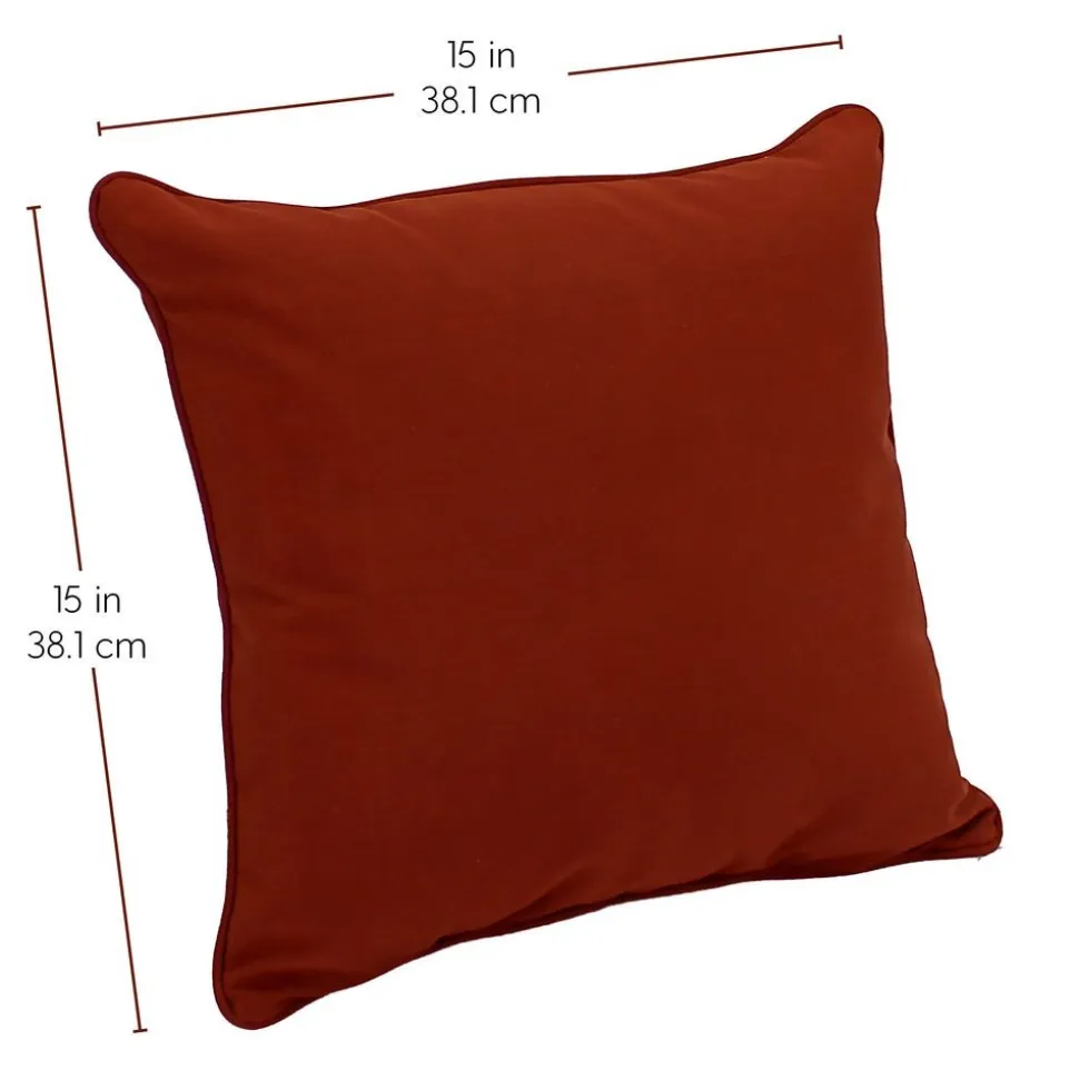 15" Square Indoor/Outdoor Pillow, 2 Pack - Rust Red