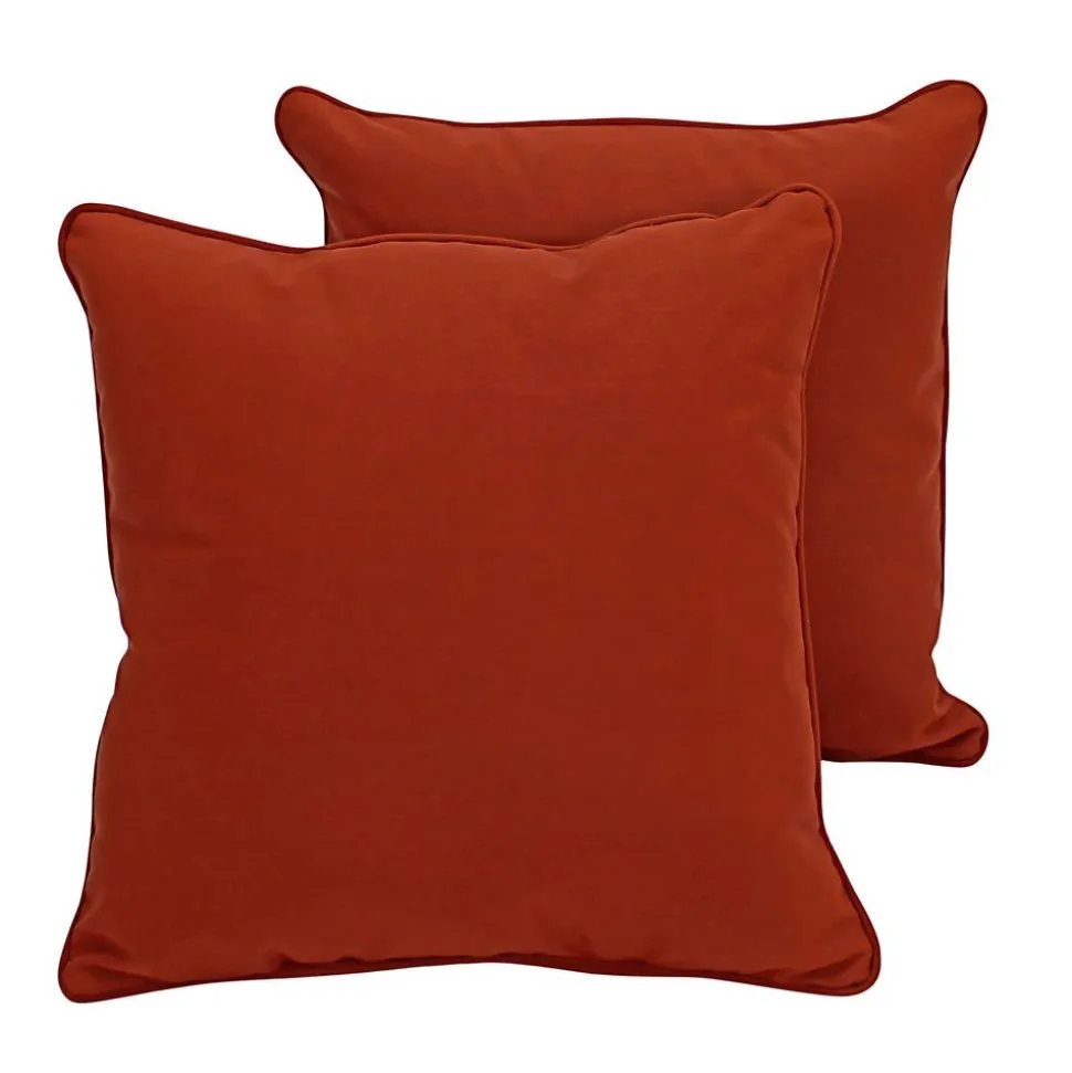 15" Square Indoor/Outdoor Pillow, 2 Pack - Rust Red