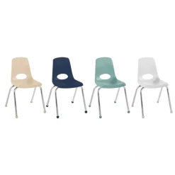 16" Stack Chair with Ball Glides, 4-Piece - Light Gray/Navy/Sand/Seafoam