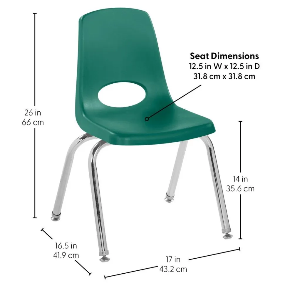 14" Stack Chair with Swivel Glides - 6 Pack - Green