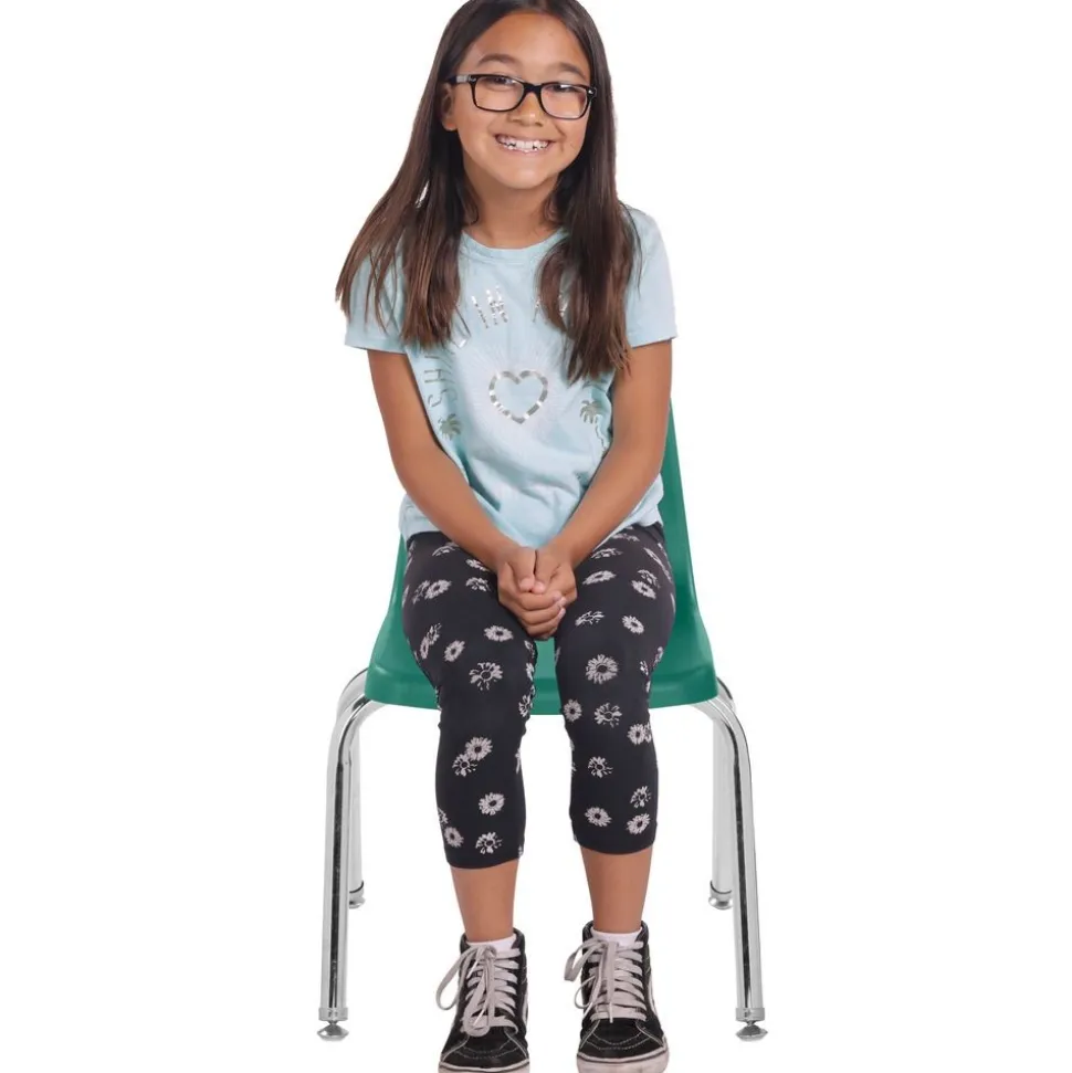 14" Stack Chair with Swivel Glides - 6 Pack - Green