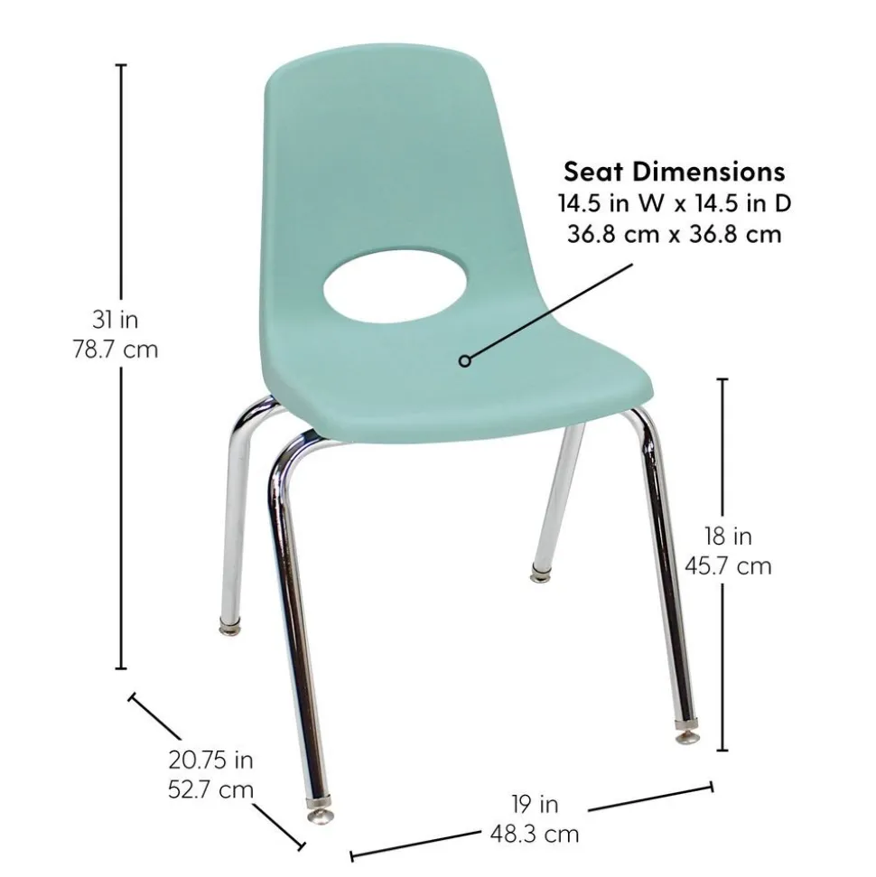 18" Stack Chair with Swivel Glides, 4-Pack-Seafoam