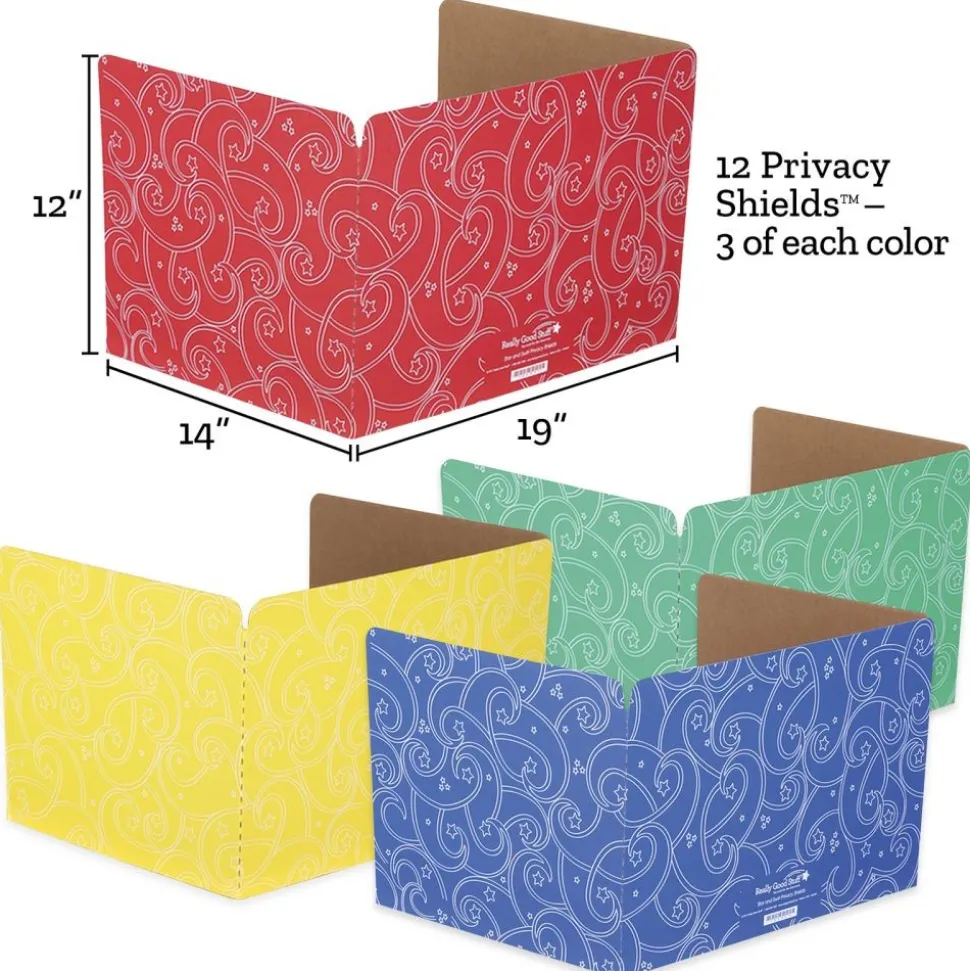 Standard Privacy Shields - Set of 12 - 4 Group Colors - Star & Swirl - Matte