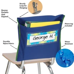 Store More ® Deep-Pocket Chair Pockets - 36 Pack - Navy/ Green