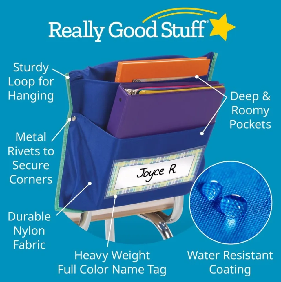 Store More® Dual Storage Deep-Pocket Chair Pockets - 36 Pack - Blue/ Mint