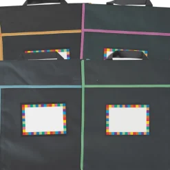 Store More® Large Book Pouches And Labels - Black With Neon Trim - Set Of 12