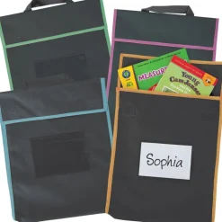 Store More® Large Book Pouches - Black With Neon Trim - Set Of 4