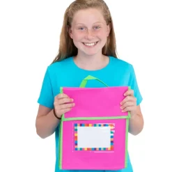 Store More® Medium Book Pouches And Labels - Neon Colors - Set Of 12