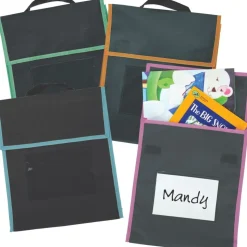 Store More® Medium Book Pouches - Black With Neon Trim - Set of 4