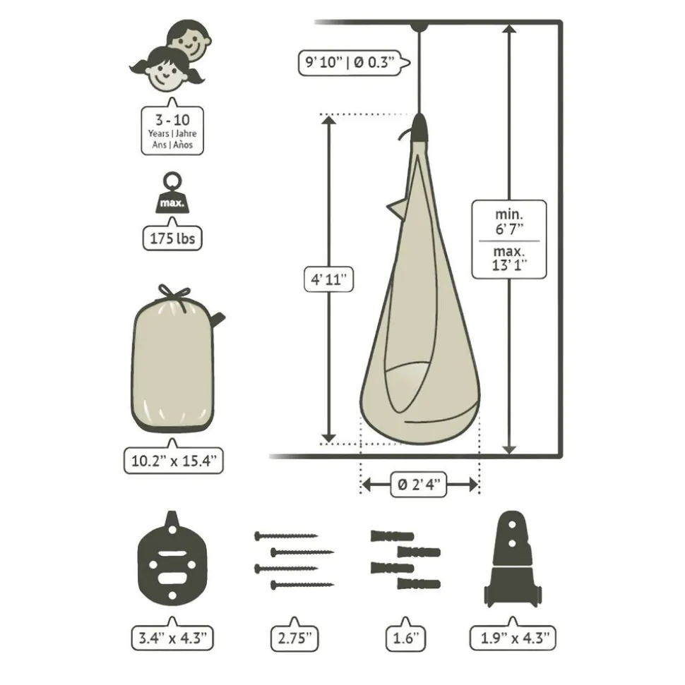 Student Swing Chair - 100% Organic Cotton including Suspension