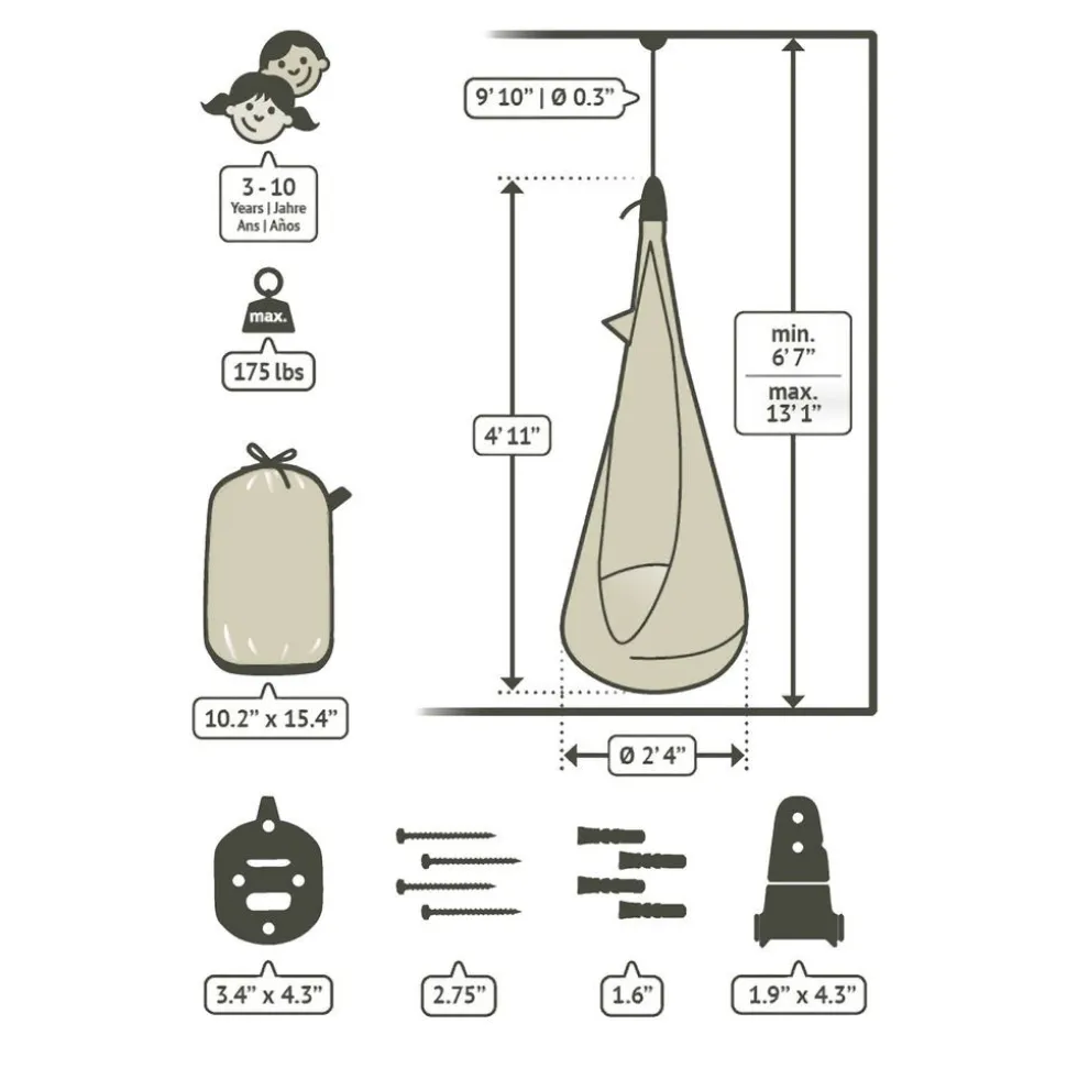 Student Swing Chair - 100% Organic Cotton including Suspension