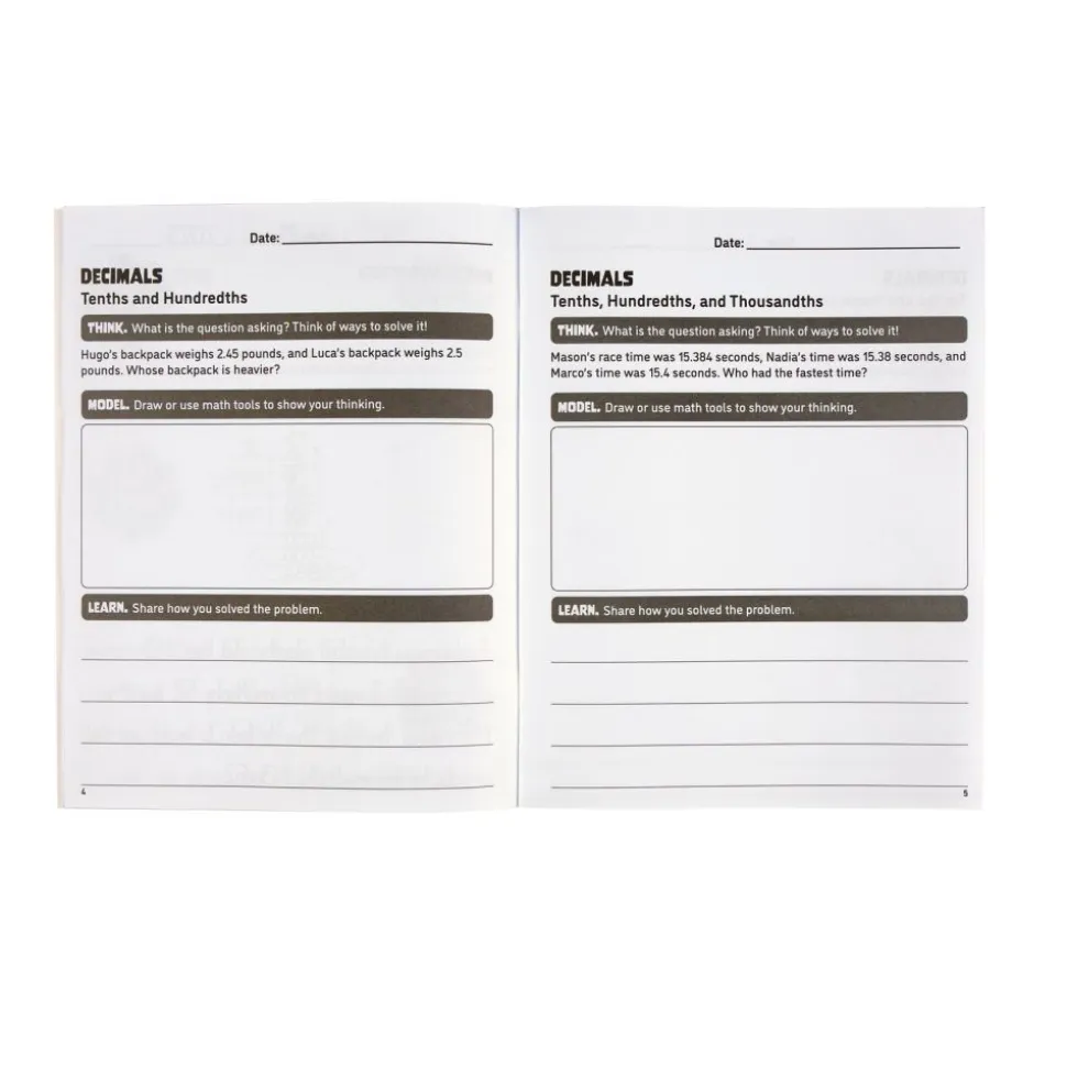 Think. Model. Learn.™ 4-5 Math Journals - Set of 12