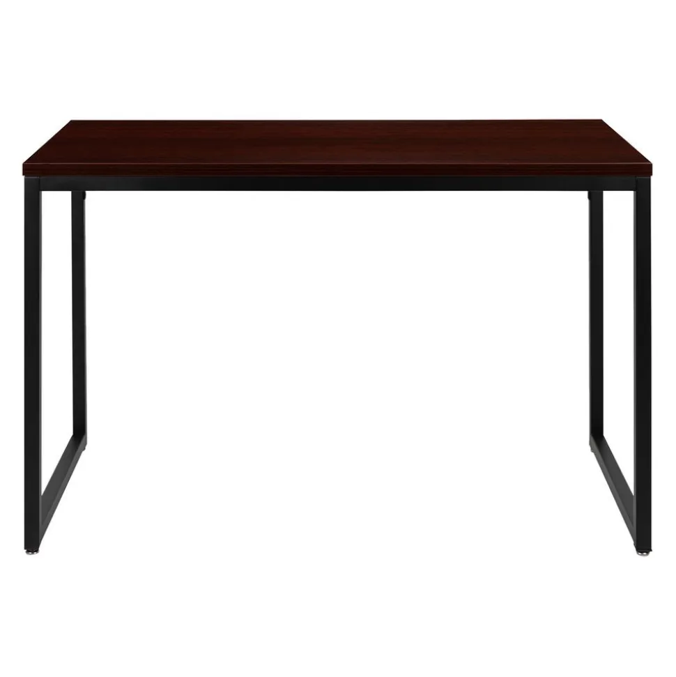 Tiverton Industrial Modern Desk - Commercial Grade Office Computer Desk and Home Office Desk - 47" Long (Mahogany/Black)