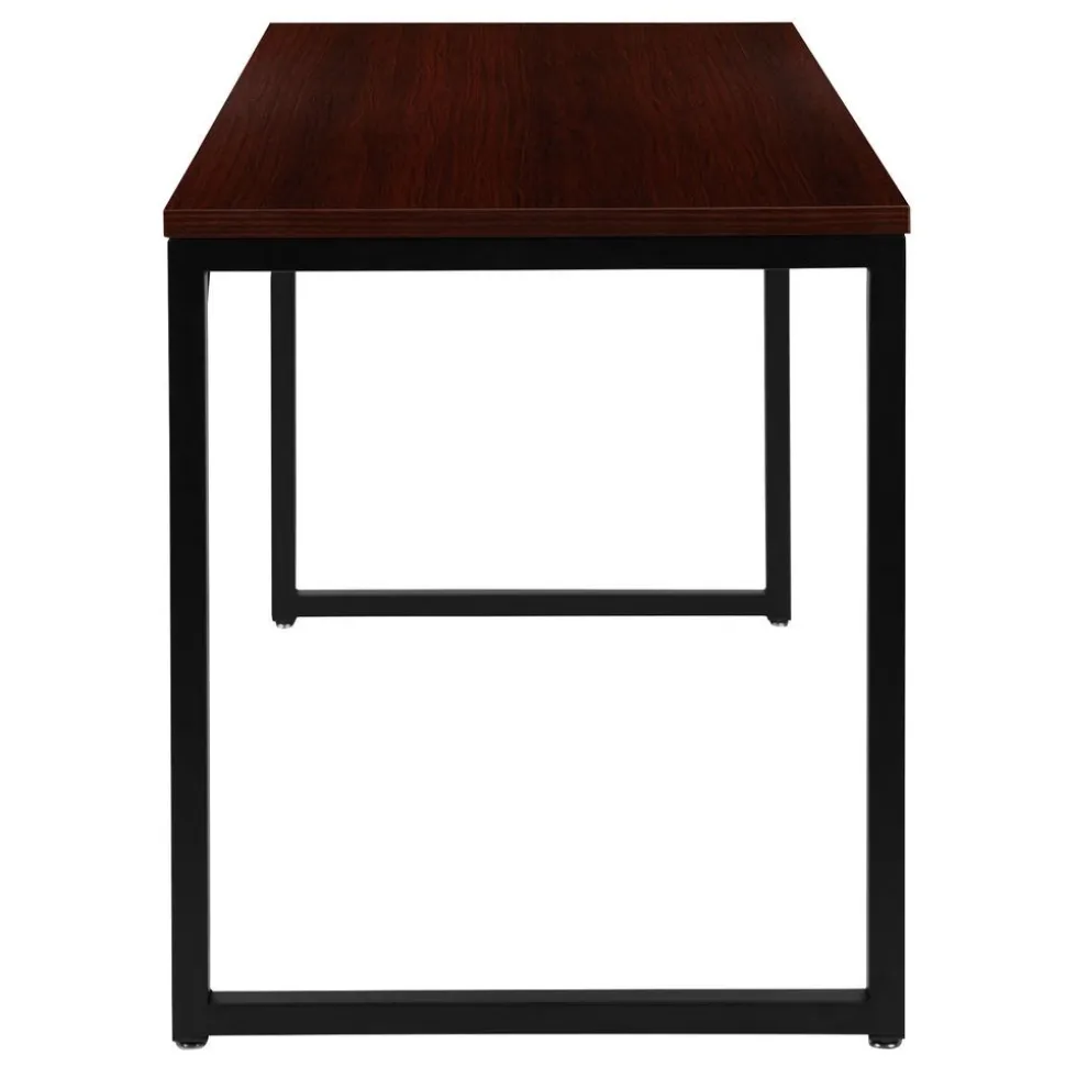 Tiverton Industrial Modern Desk - Commercial Grade Office Computer Desk and Home Office Desk - 47" Long (Mahogany/Black)