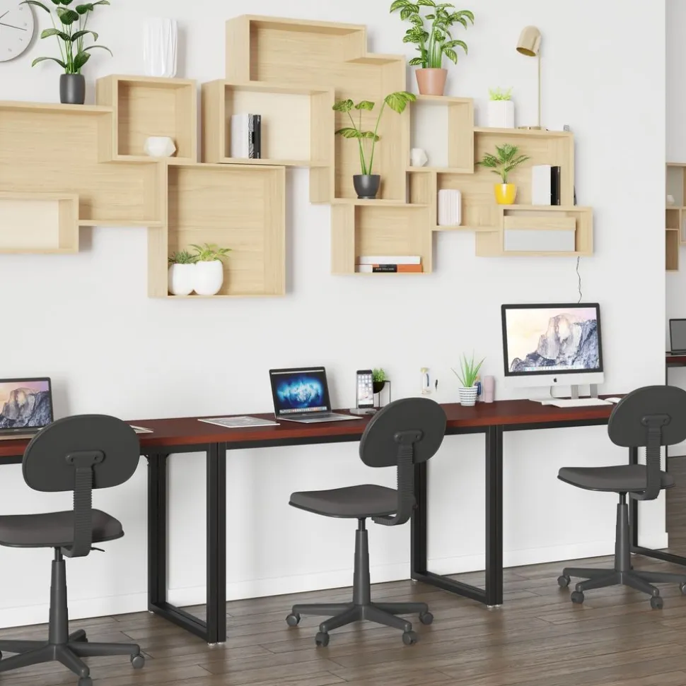 Tiverton Industrial Modern Desk - Commercial Grade Office Computer Desk and Home Office Desk - 47" Long (Mahogany/Black)