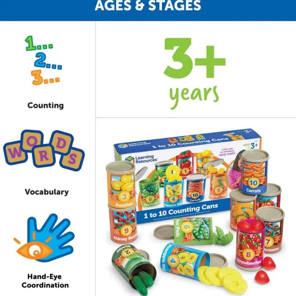 1 to 10 Counting Cans - 65 pieces