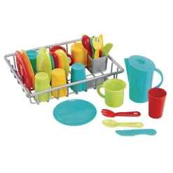 Toddler Bright Dishes & Drainer Set 30 Pieces