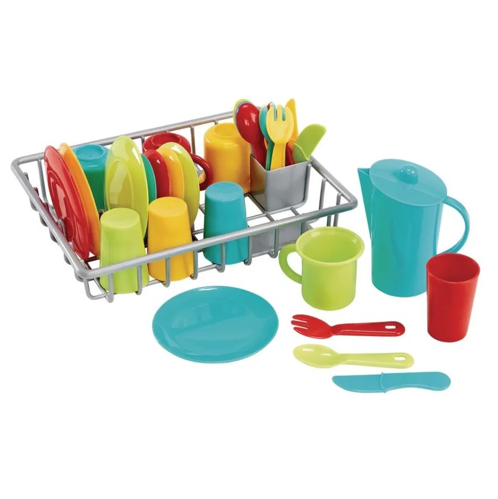 Toddler Bright Dishes & Drainer Set 30 Pieces