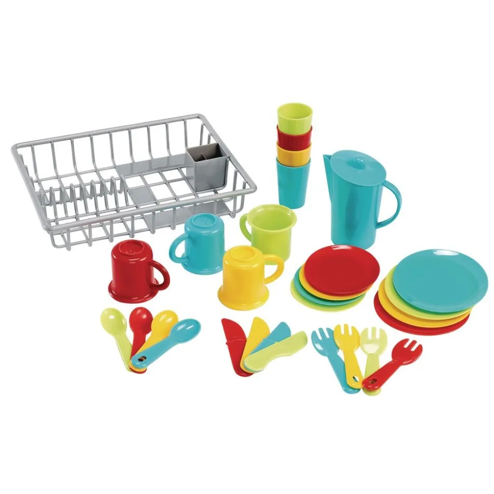 Toddler Bright Dishes & Drainer Set 30 Pieces