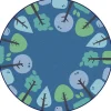 Tranquil Trees Blue 6' Round KIDSoft Premium Carpet