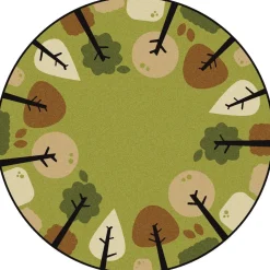 Tranquil Trees Green 6' Round KIDSoft Premium Carpet