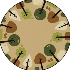 Tranquil Trees Tan 6' Round KIDSoft Premium Carpet