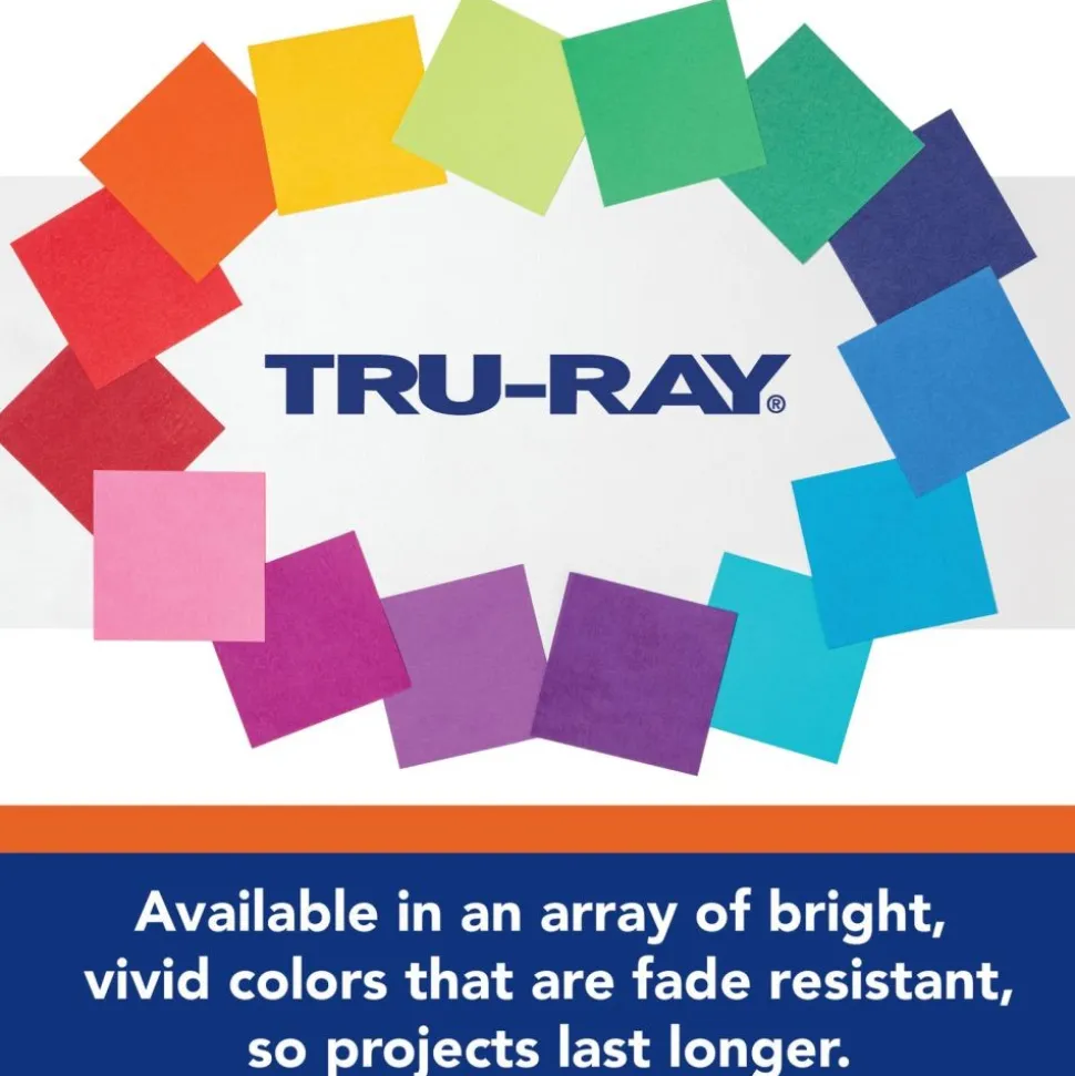 Tru-Ray® Assorted Bright Colors Sulphite Construction Paper, 12" x 18" - 50 Sheets