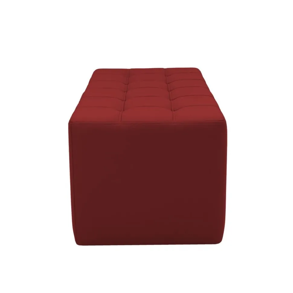 Tufted Rectangle Ottoman 16" Height-Crimson