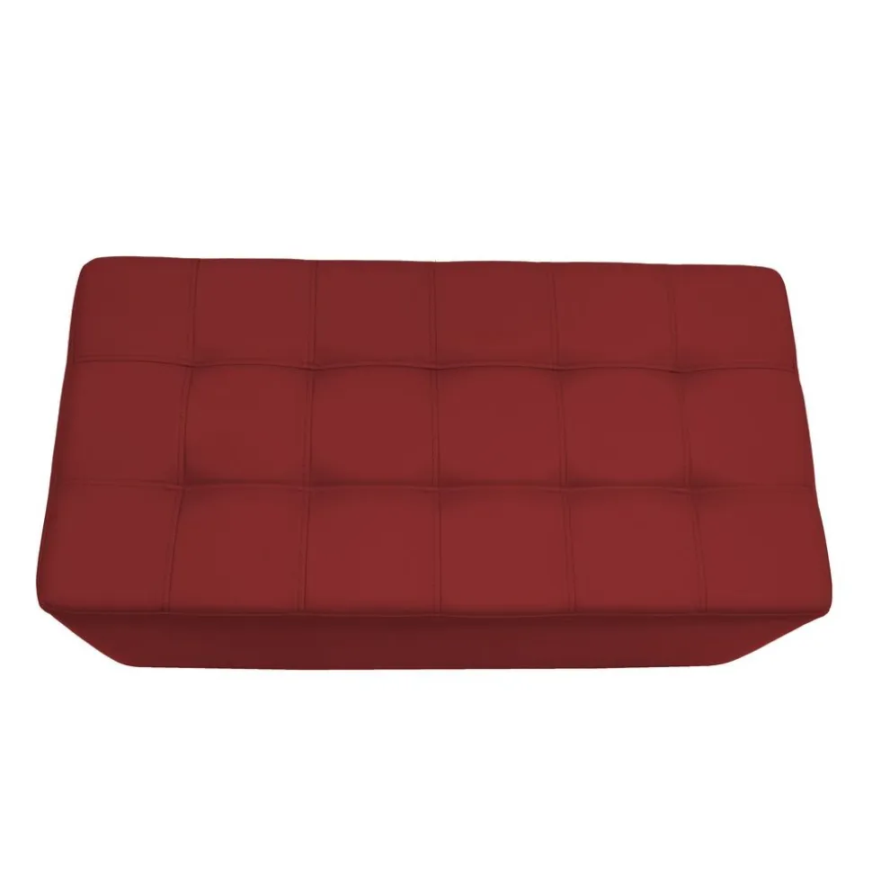 Tufted Rectangle Ottoman 16" Height-Crimson