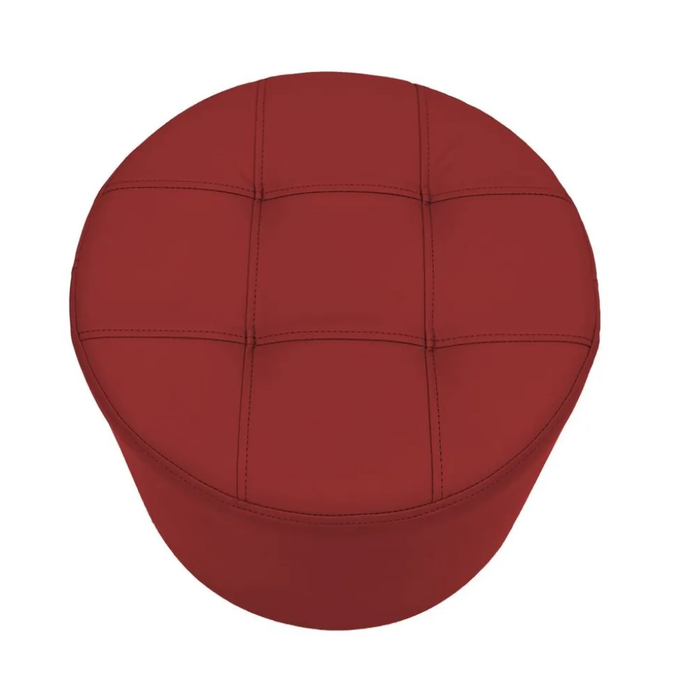 Tufted Round Ottoman 16" Height-Crimson