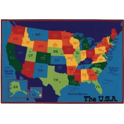 USA Map 6' x 9' Rectangle Kids Value PLUS Carpet