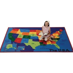 USA Map 6' x 9' Rectangle Kids Value PLUS Carpet
