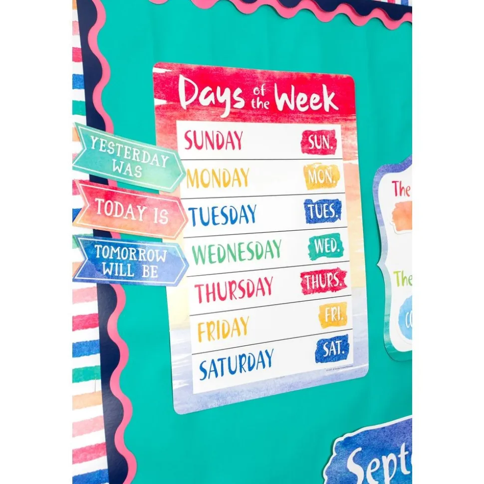 Watercolor Calendar Bulletin Board Set - 87 pcs