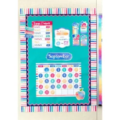 Watercolor Calendar Bulletin Board Set - 87 pcs
