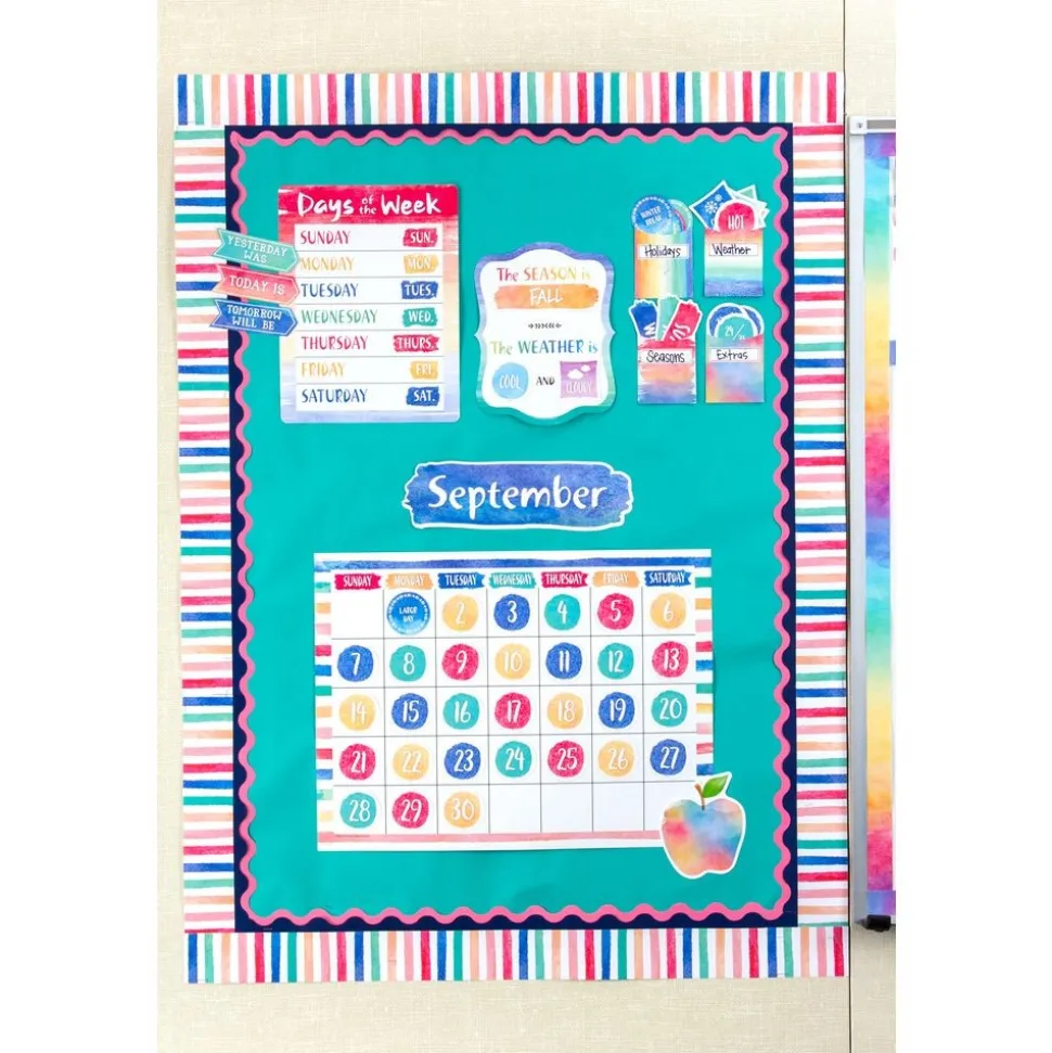 Watercolor Calendar Bulletin Board Set - 87 pcs