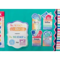 Watercolor Calendar Bulletin Board Set - 87 pcs