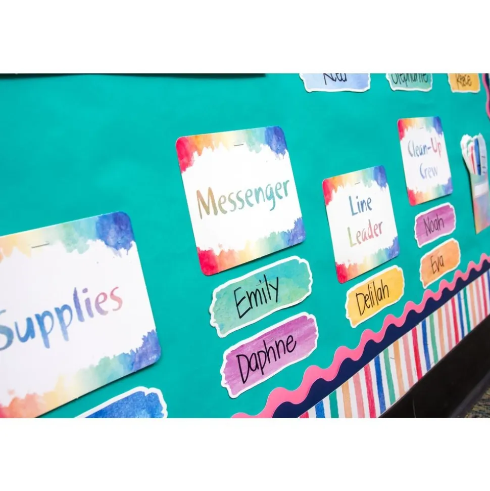 Watercolor Classroom Jobs Bulletin Board Set - 49 pcs
