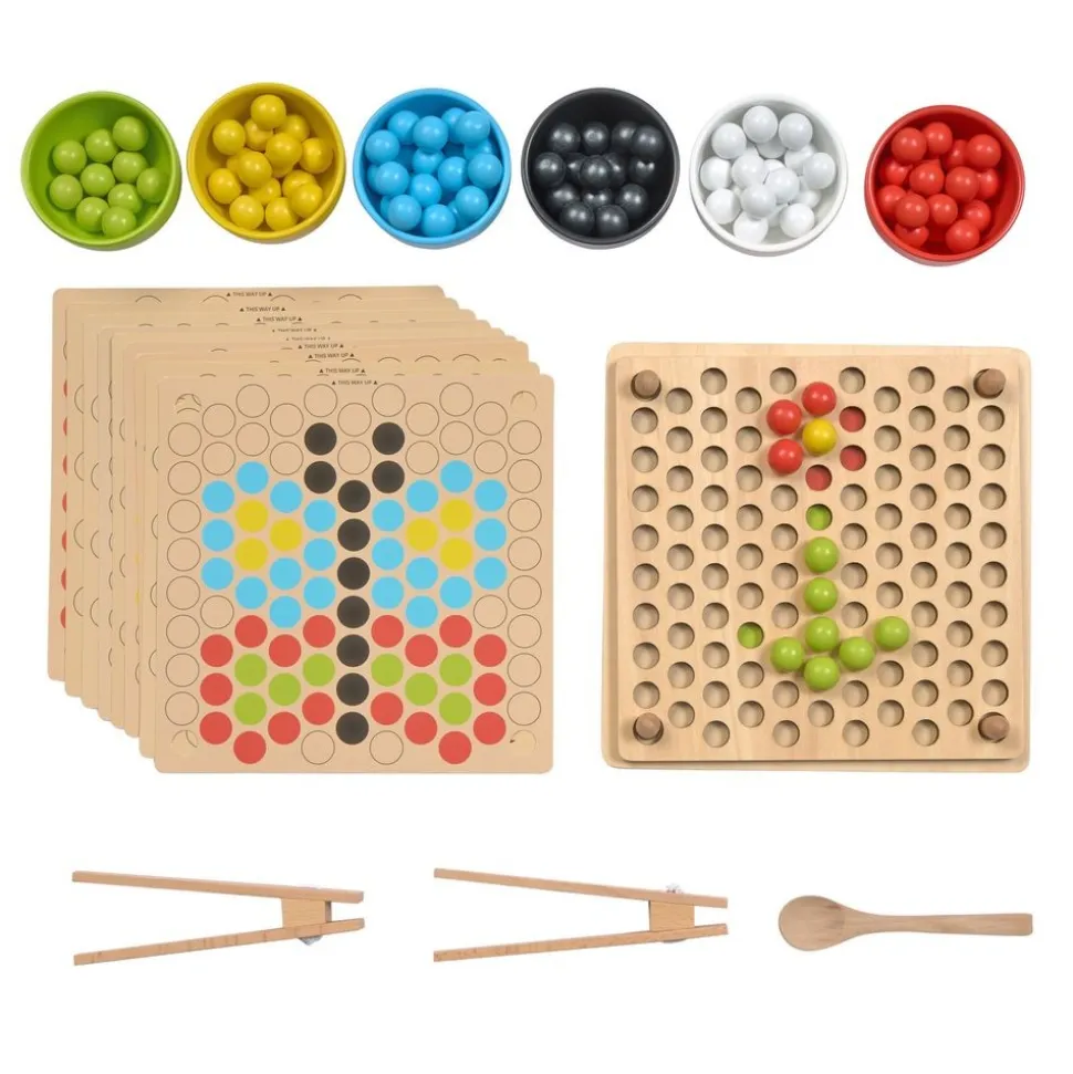 Wooden Fine Motor Pattern Balls - 132 pcs