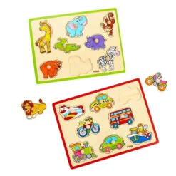 Wooden Flat Puzzles - Set of 6