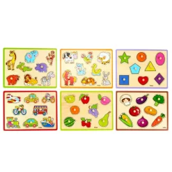 Wooden Flat Puzzles - Set of 6