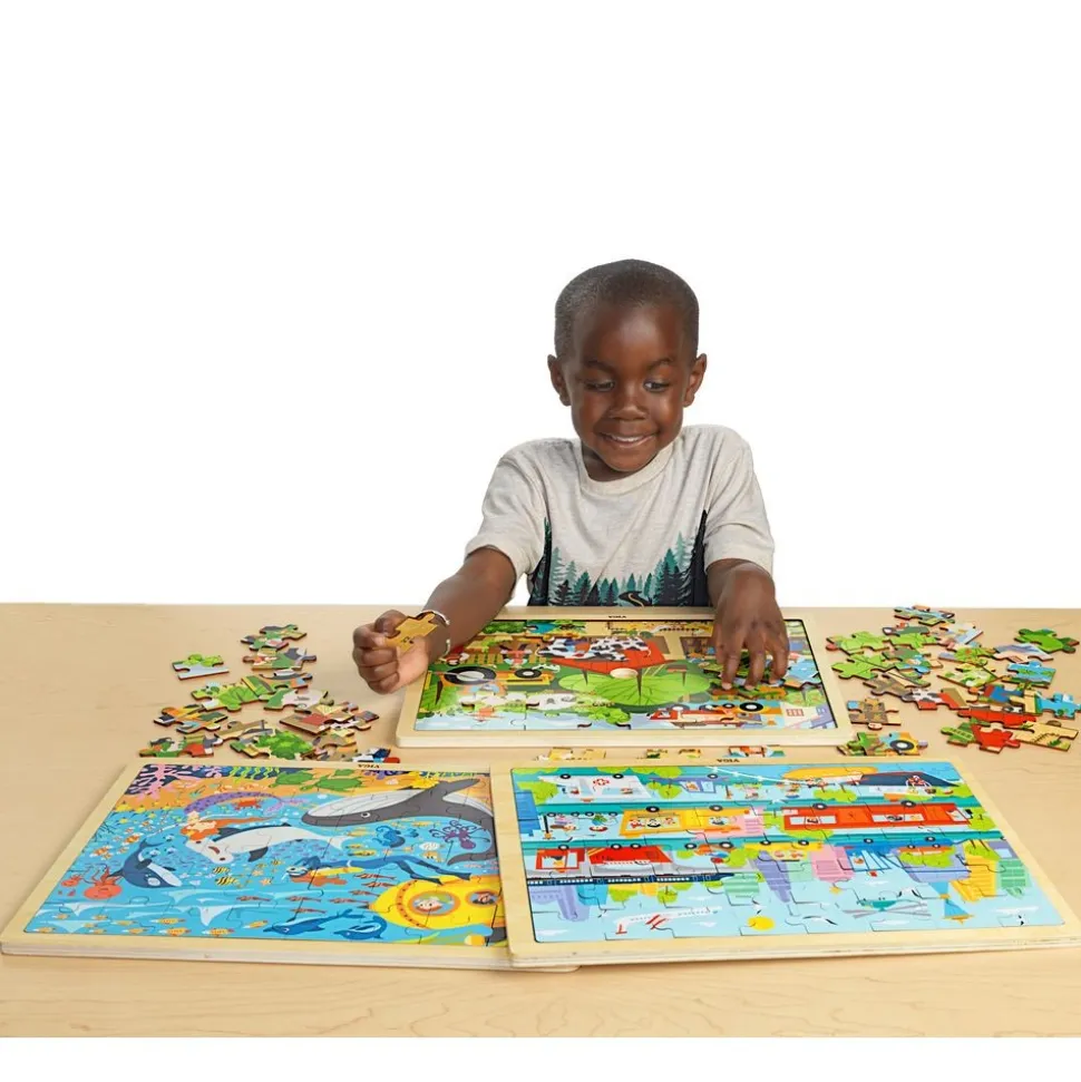 Wooden 48-Piece Puzzle Kit - Set of 8