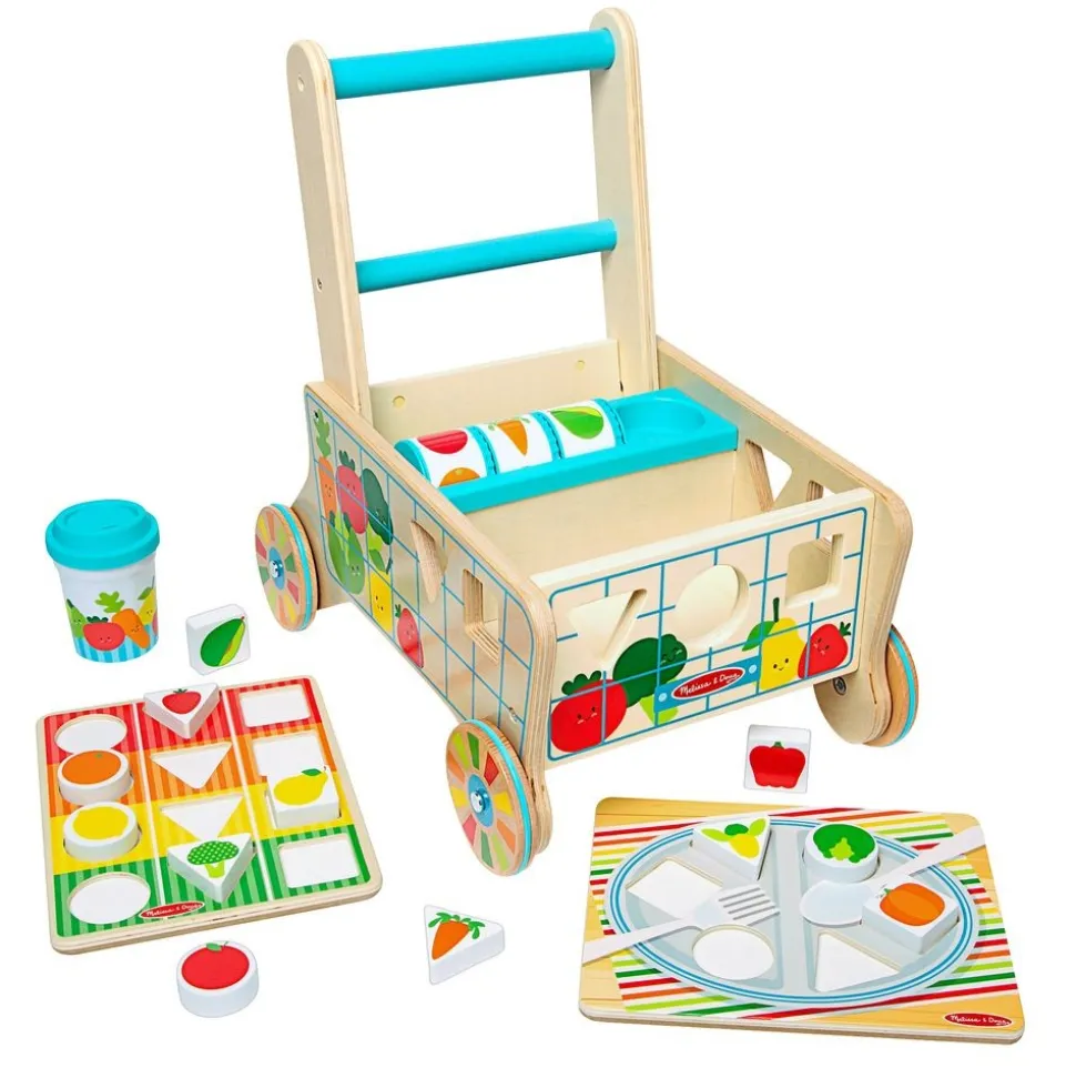 Wooden Shape Sorting Grocery Cart