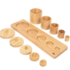 Wooden Toddler Sorting Pots - Set of 5 w/ tray