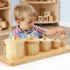 Wooden Toddler Sorting Pots - Set of 5 w/ tray