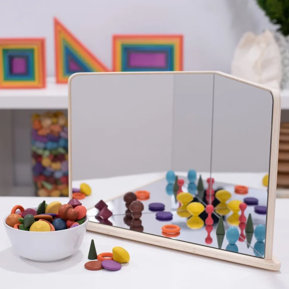 Wooden 4-Way Mirror