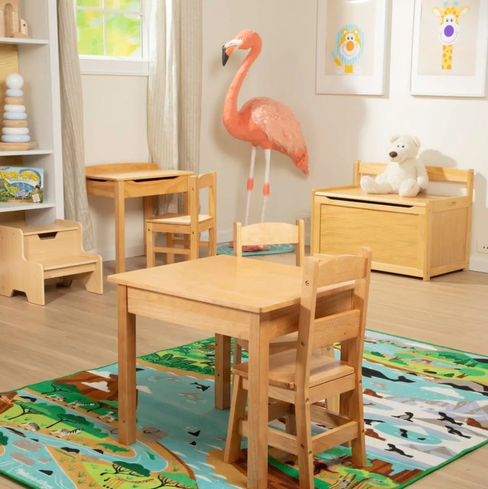 Wood Table and Chairs 3-Piece Set