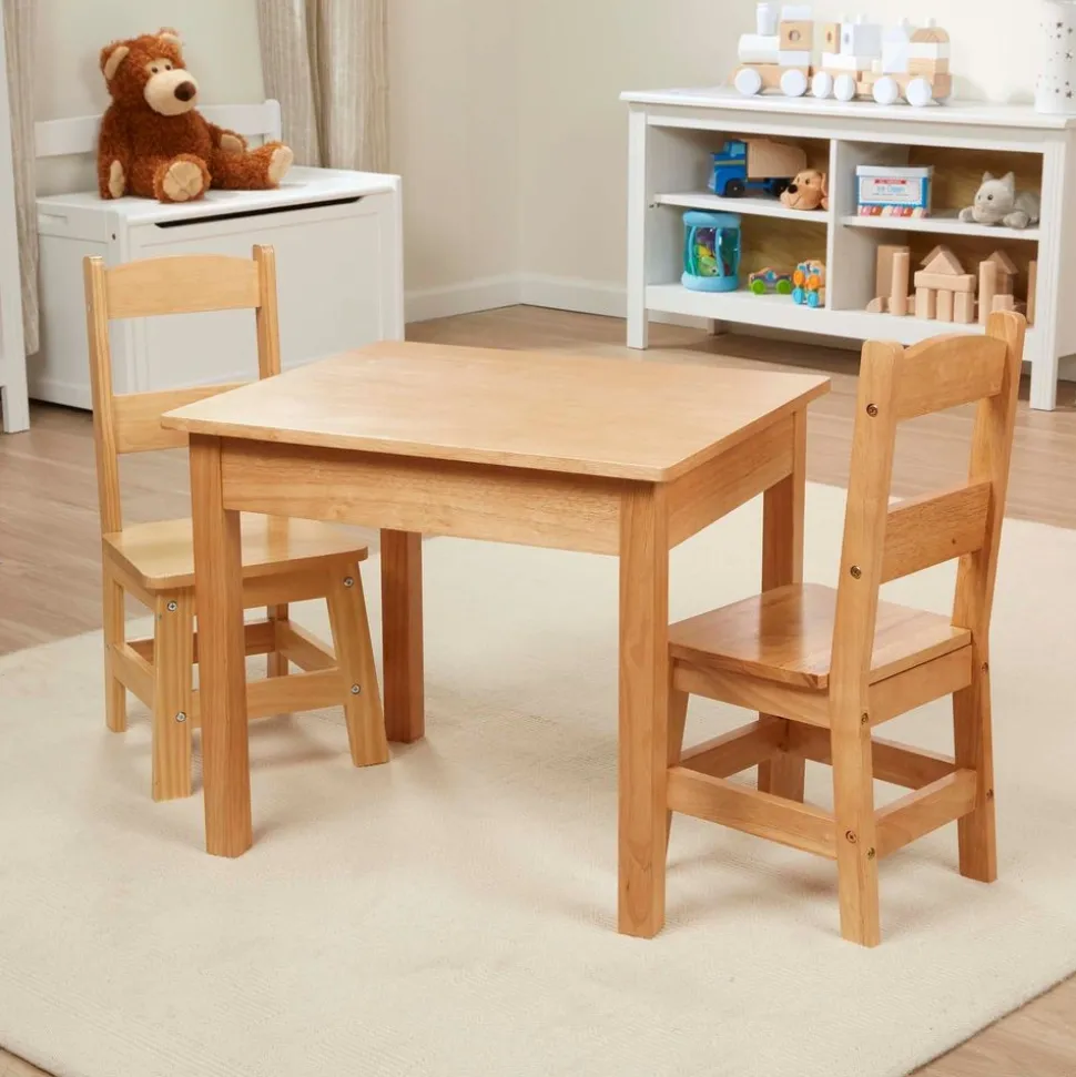 Wood Table and Chairs 3-Piece Set