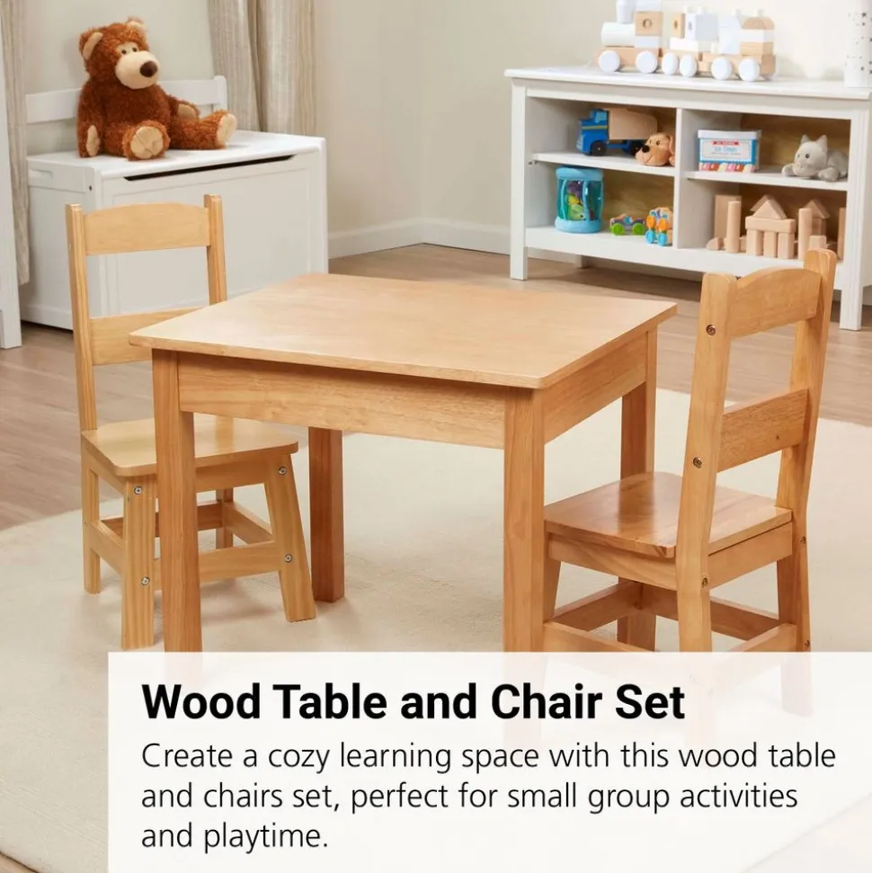 Wood Table and Chairs 3-Piece Set